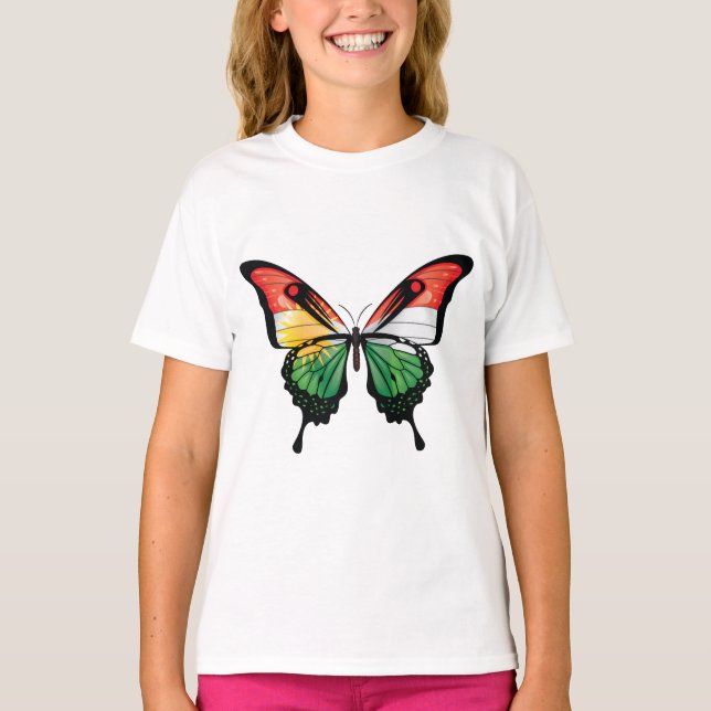 Kurdistan Swallowtail Butterfly Flag T-Shirt (Front)