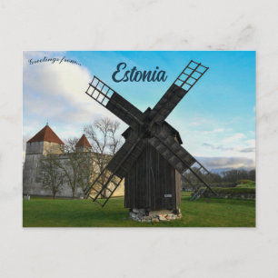 Kuressaare Windmill and Castle Estonia Postcard