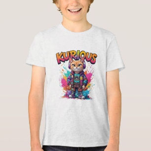 Kurious Manga Cat Tri-Blend Shirt