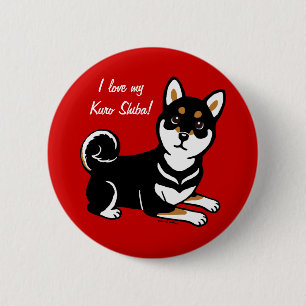 Kuro Shiba Inu dog cartoon 6 Cm Round Badge