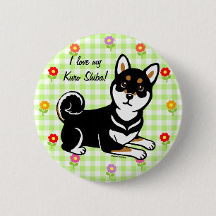 Kuro Shiba Inu dog cartoon 6 Cm Round Badge