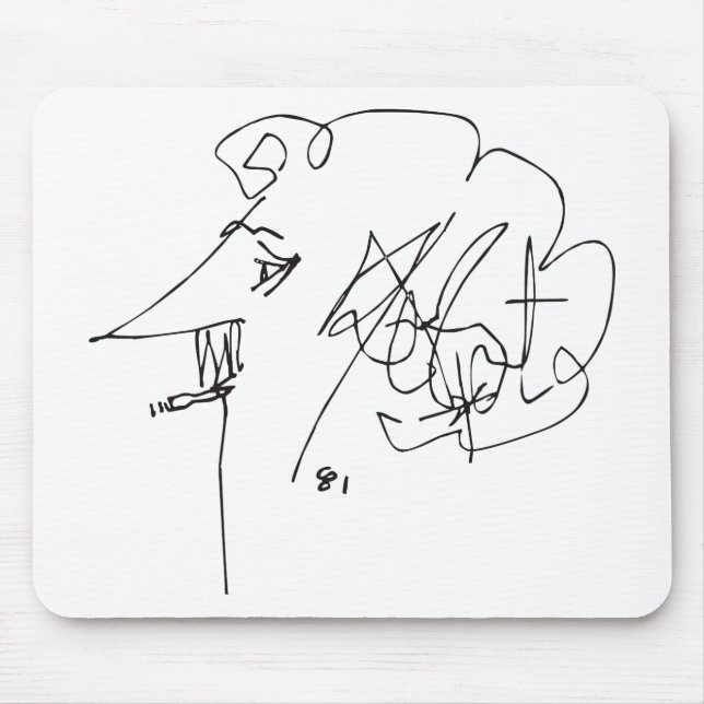 Kurt Vonnegut Self-Portrait Mouse Pad (Front)