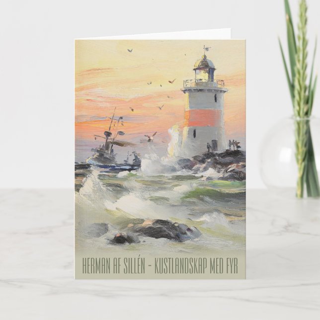 Kustlandskap med fyr (Sillén) CC0514 Greeting Card (Front)