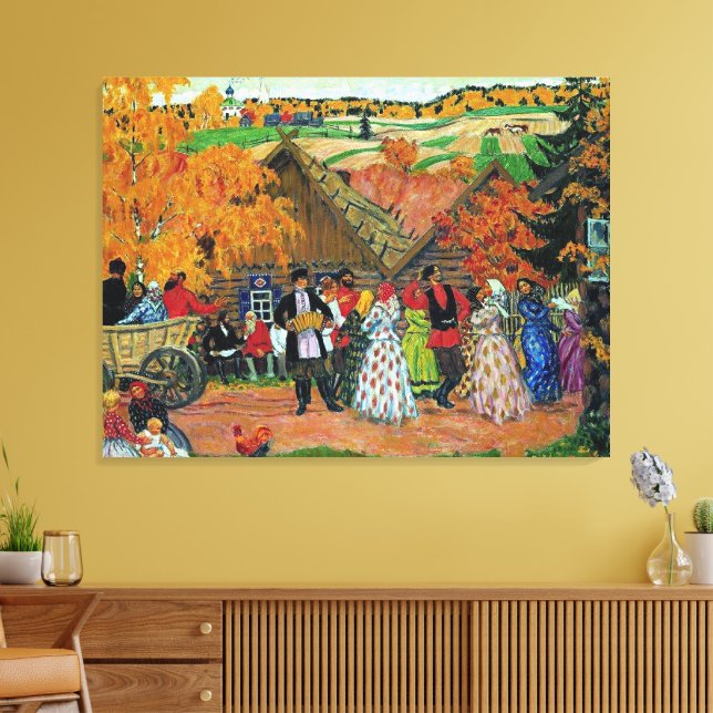 Kustodiev - Village Holiday, Canvas Print (Insitu(LivingRoom))