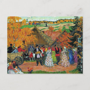 Kustodiev - Village Holiday, Postcard