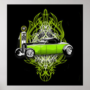 Kustom Striping And a 32 on Black Poster