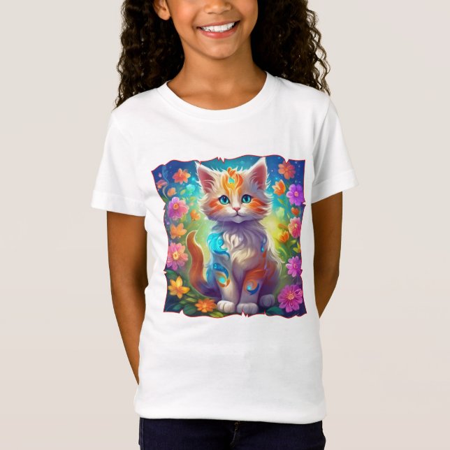Kutie Kat Whimsical Kitten Tshirt (Front)