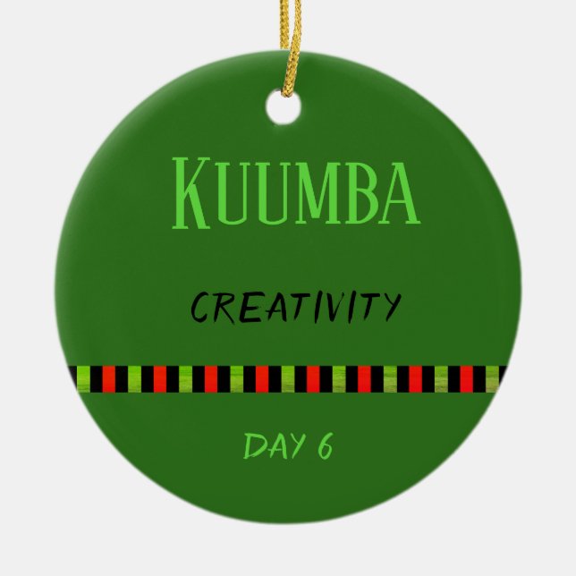 Kuumba - Kwanzaa Day 6 Green Ceramic Tree Decoration (Front)