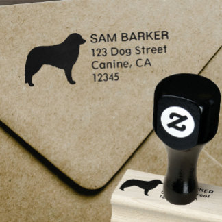 Kuvasz Dog Breed Silhouette Return Address Rubber Stamp