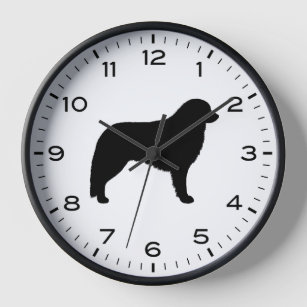 Kuvasz Dog Silhouette with Numbers and Minutes Clock