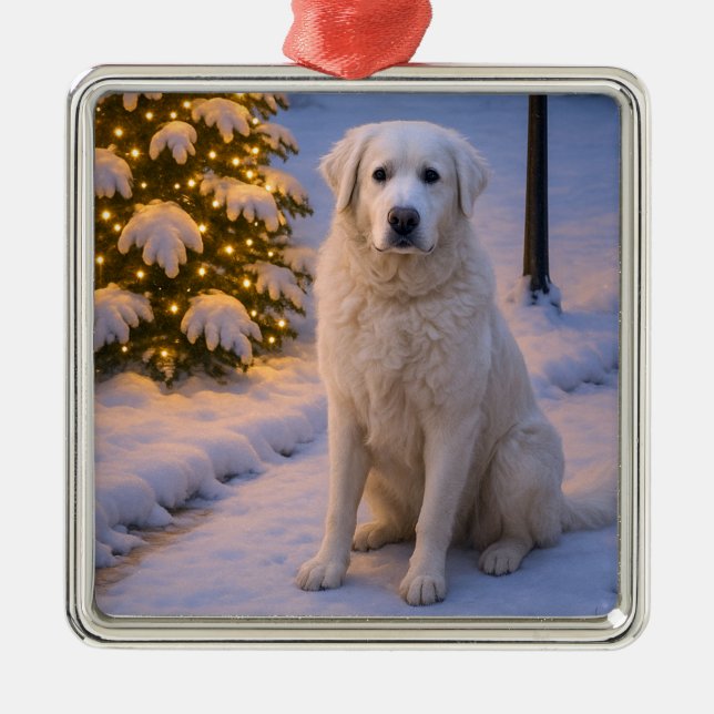 Kuvasz Holiday Card Metal Tree Decoration (Front)