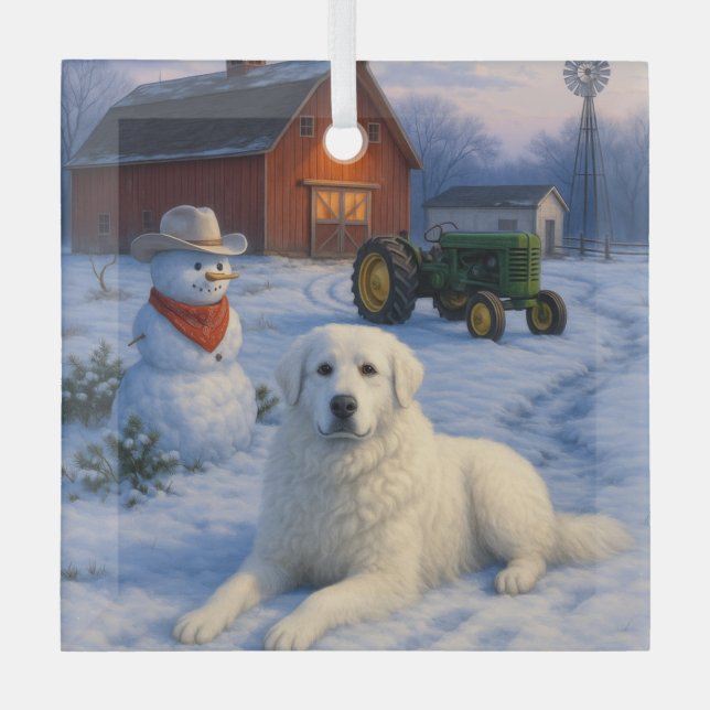 Kuvasz Holiday  Glass Tree Decoration (Front)
