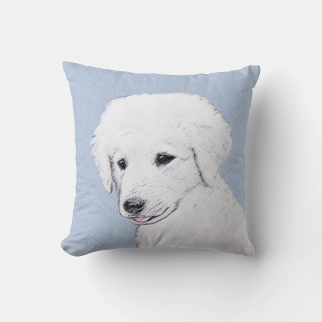 Kuvasz Painting - Cute Original Dog Art Cushion (Front)