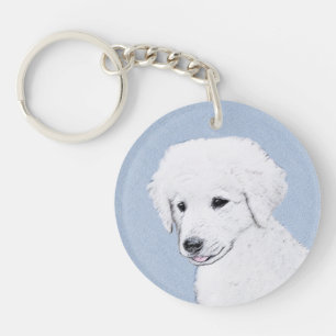 Kuvasz Painting - Cute Original Dog Art Key Ring