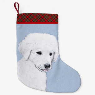 Kuvasz Painting - Cute Original Dog Art Small Christmas Stocking
