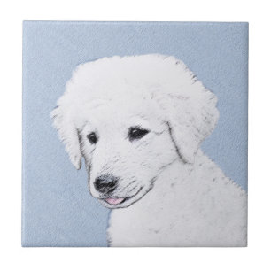 Kuvasz Painting - Cute Original Dog Art Tile
