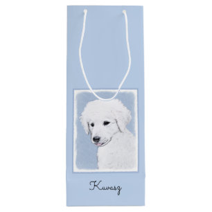 Kuvasz Painting - Cute Original Dog Art Wine Gift Bag