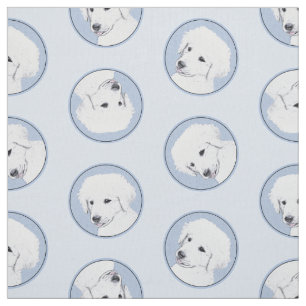 Kuvasz Painting Hungarian Cute Original Dog Art Fabric