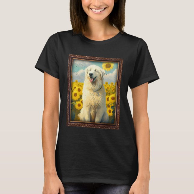 Kuvasz Painting Sunflower Flower Mom Women Floral T-Shirt (Front)