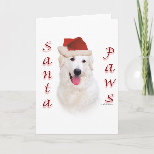 Kuvasz Santa Paws Holiday Card (Front)