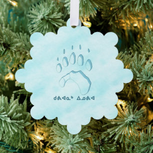 Kuvianak Innovia - Polar Bear Paw Print Tree Decoration Card