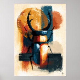 Kuwagata Solar Armour Japanese Geometric Stag Beet Poster