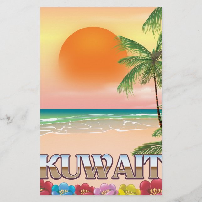 kuwait beach travel poster stationery (Front)