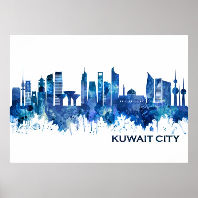 Kuwait City Kuwait Skyline Blue Poster (Front)