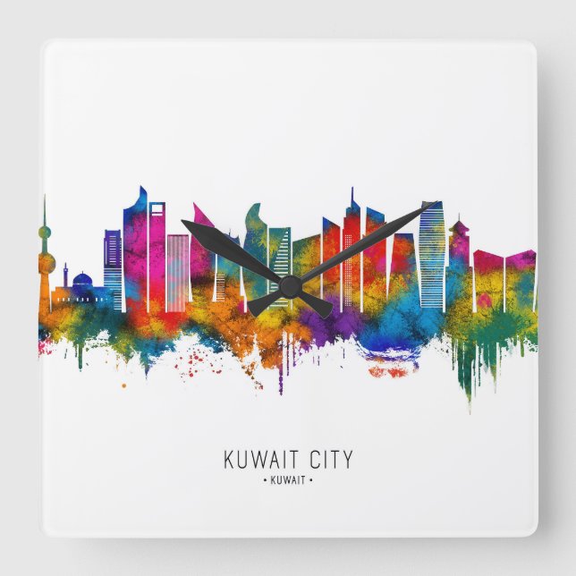 Kuwait City Kuwait Skyline Square Wall Clock (Front)