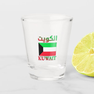 Kuwait Flag الكويت Arabic & English WordArt Shot Glass