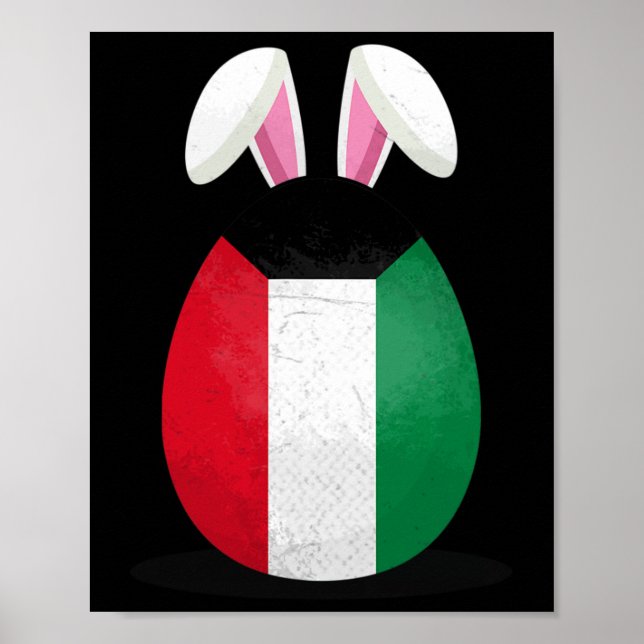 Kuwait Flag Egg Bunny Ears Kuwaiti Easter Sunday  Poster (Front)
