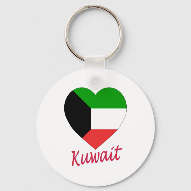 Kuwait Flag Heart Key Ring (Front)