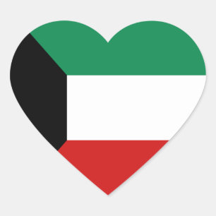 Kuwait Flag Heart Sticker