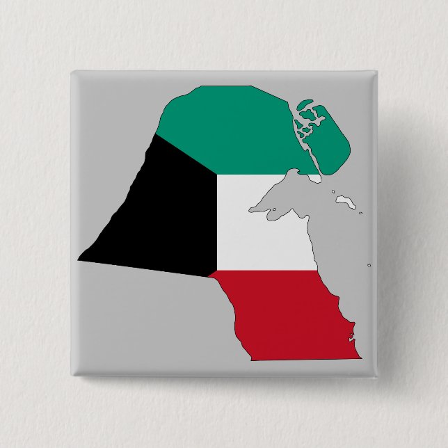 Kuwait Flag Map 15 Cm Square Badge (Front)