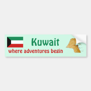 Kuwait Flag + Map Bumper Sticker