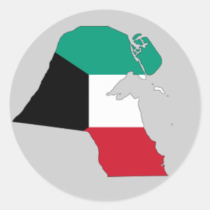 Kuwait Flag Map Classic Round Sticker