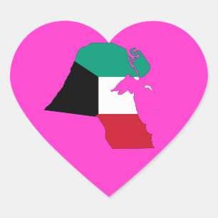 Kuwait Flag Map Heart Sticker