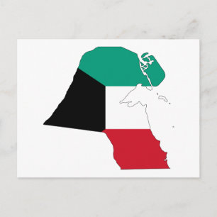 Kuwait Flag Map Postcard