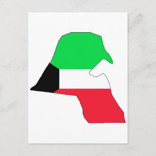 Kuwait flag map postcard