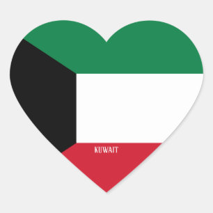 Kuwait Flag Splendid Patriotic Heart Sticker