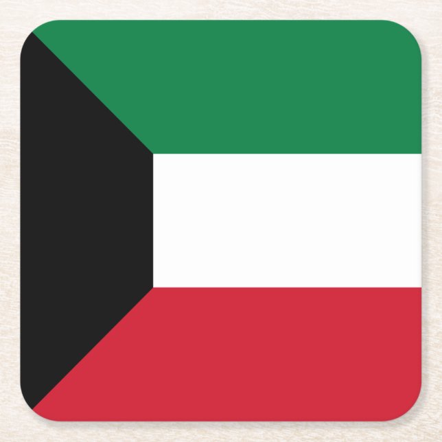 Kuwait Flag Square Paper Coaster (Front)