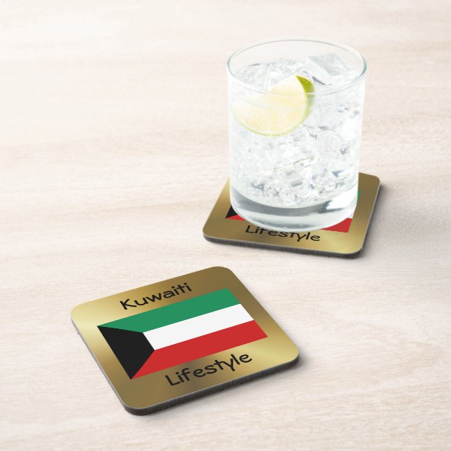 Kuwait Flag+Text Coaster (Right Side)