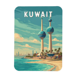 Kuwait Illustration Travel Art Vintage Magnet