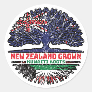 Kuwait Kuwaiti New Zealander New Zealand Tree Root Classic Round Sticker