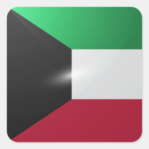 Kuwait square glossy flag sticker