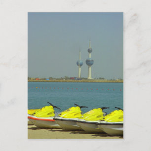 Kuwait towers and jet ski Postcard