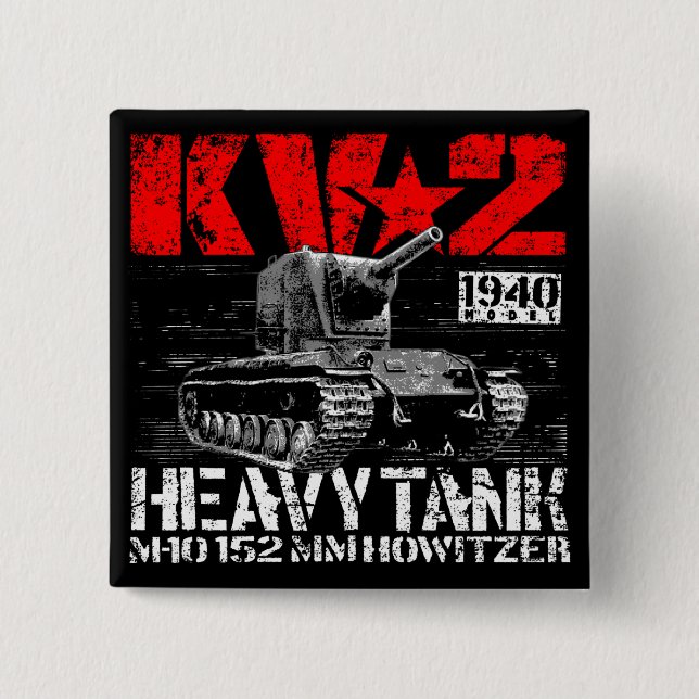 KV-2 Soviet heavy tank 15 Cm Square Badge (Front)