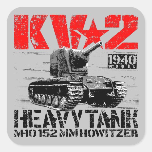 KV-2 Soviet heavy tank Square Sticker (Front)