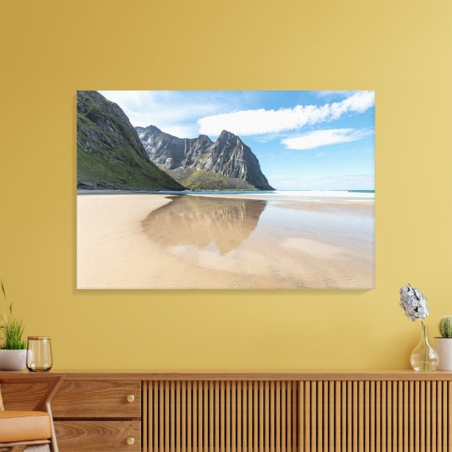 Kvalvika Lofoten Norway Canvas Print (Insitu(LivingRoom))
