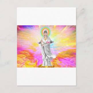 Kwan Yin The Goddess of Compassion With Pink Postcard